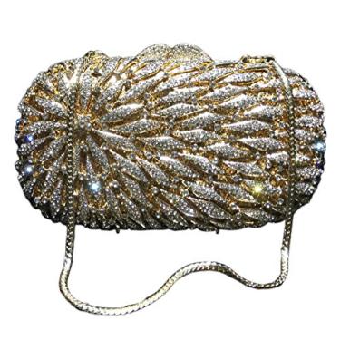 Imagem de Bolsa de noite vazada com strass para mulheres, bolsa clutch clássica de flores, carteira de festa de casamento, Dourado, prata, tamanho �nico