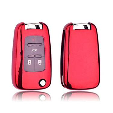 Imagem de YJADHU Capa de chave de TPU macio proteção total, apto para Chevrolet Buick Cruze Aveo Trax Opel Astra Corsa Meriva Zafira Antara J, vermelho