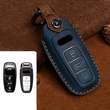 Imagem de YJADHU Chaveiro de couro masculino feminino chaveiro capa de chave de carro suporte de carro, apto para Audi A1 A3 A4 A5 Q7 A6 C5 C6,6