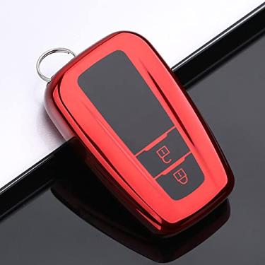 Imagem de YJADHU Capa completa para chave de controle remoto de carro TPU macio, apto para Toyota CHR C-HR Prado 2017 2018 Prius Camry Corolla RAV4 Avalon 2017 2018 2019 2020, apenas uma capa, vermelho