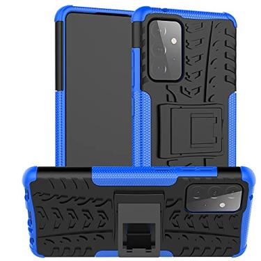 Imagem de Capa protetora de telefone compatível com Samsung Galaxy A72, TPU + PC Bumper híbrido capa robusta de grau militar, capa de telefone à prova de choque com suporte (cor: azul escuro)