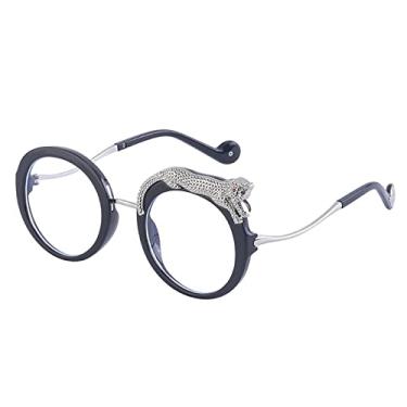 Imagem de Óculos de sol redondos femininos retrô leopardo óculos de sol para senhoras anti-luz azul óculos vintage, c8 prata preto branco, com a caixa