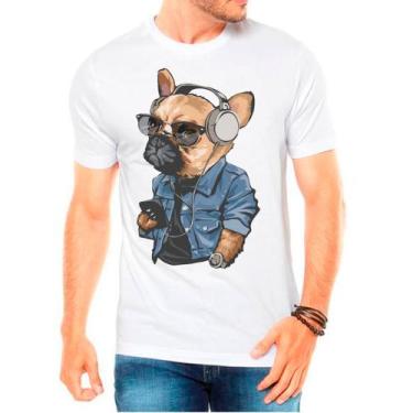 Imagem de Camiseta Pet Dog Buldogue Francês Branca Masculina01 - Design Camiseta