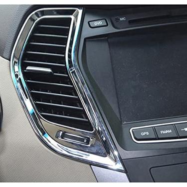 Imagem de JIERS Para Hyundai Santa Fe 2013-2015, acabamento de tampa de saída de ventilação de ar condicionado ABS cromado moldura de porta interna acessórios de carro