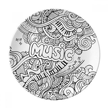 Imagem de Prato de pintura de corda musical de violino de porcelana decorativa Salver louças de jantar