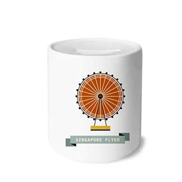 Imagem de DIYthinker Caixa de moedas de cerâmica Singapura Flyer Landmark para presente de cofrinho