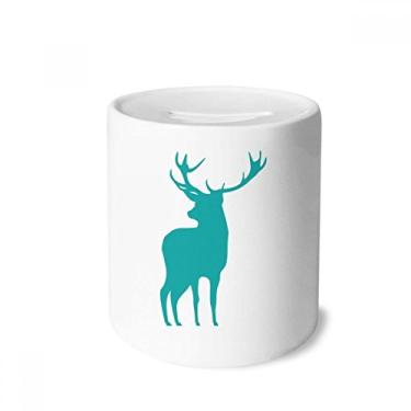 Imagem de DIYthinker Caixa de moedas de cerâmica de grão de madeira azul de cervo, presente de cofrinho