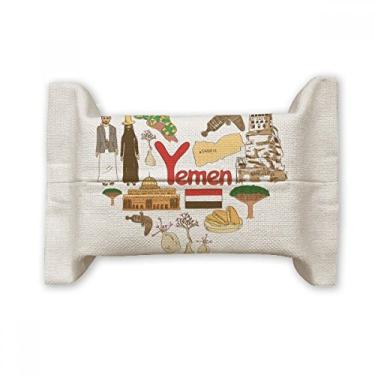 Imagem de Yemen Love Heart Landscap Capa de papel para lenços faciais Bandeira nacional Bolsa de linho de algodão