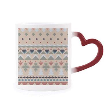 Imagem de Caneca de grés azul vermelho cinza losango triângulo sensível ao calor muda de cor vermelha Caneca