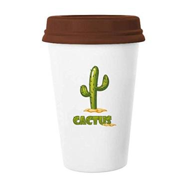 Imagem de Suculentas de cacto, caneca de cerâmica em vaso verde para copo de café