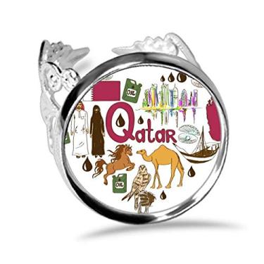 Imagem de DIYthinker Qatar Love Heart Landscap anel com bandeira nacional ajustável amor casamento noivado