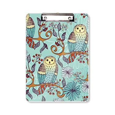 Imagem de Bloco de anotações Blue Flower Owl Protect Animal Pet Lover prancheta pasta para escrita A4