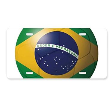 Imagem de DIYthinker Placa de licença de futebol americano bandeira nacional do Brasil, decoração de aço inoxidável