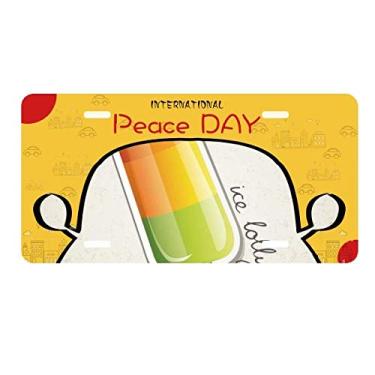 Imagem de DIYthinker Placa de licença laranja amarela e verde picolé doce sorvete placa de carro decoração Dia da Paz