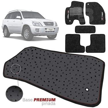 Imagem de Jogo de Tapete Carpete Tevic Pinado Chery Tiggo 2009 10 11 12 13 14 15 16 17 Impermeável Lavável Logo Bordado 5 Peças