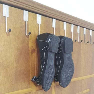 Imagem de Kit 10 Gancho Sapateira Cabideiro Mancebo Cromado na Porta Organizador para Roupas Sapatos e Bolsa