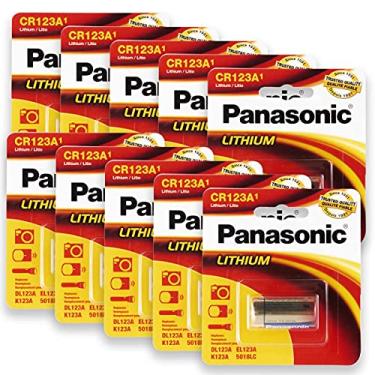 Imagem de 10 Pilhas Panasonic CR123A 3V Bateria 10 Cartelas