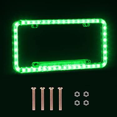Imagem de eing Moldura para placa de licença Auto 12 V 54 LED cor luz acrílica tampa para placa de carro, verde