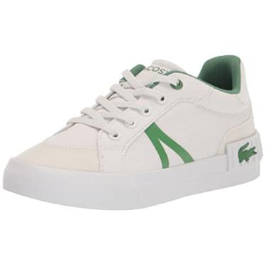 Imagem de Lacoste Tênis infantil unissex L004, Branco/Verde, 5 Toddler