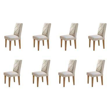 Imagem de Conjunto 8 Cadeiras Irlanda Rufato Veludo Creme/Imbuia