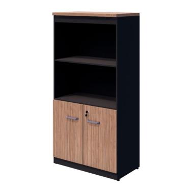 Imagem de Armário de Escritório Yaris com Nichos 2 PT Ameixa e Preto