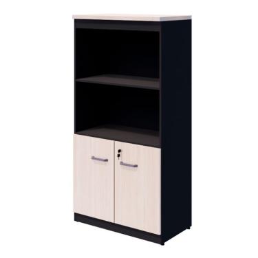 Imagem de Armário de Escritório Yaris com Nichos 2 PT Carvalho Berlin e Preto