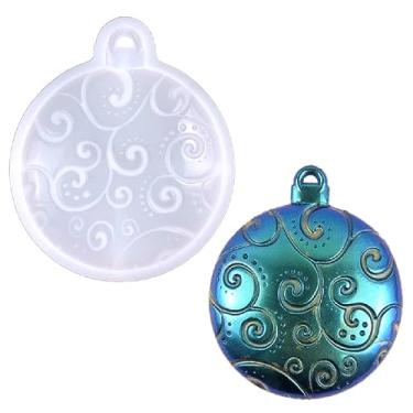 Imagem de 3 Estilos Série de Natal Chaveiro Redondo Moldes de Silicone com Pingente de Chaveiro Molde Feito à Mão Presente de Dia de Natal Série de Natal Moldes de Chaveiro para Resina Epóxi