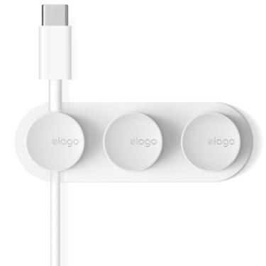 Imagem de elago Botões de gerenciamento de cabos magnéticos, suporte de cabo magnético, organiza 3 cabos, ímãs poderosos, adesivo reutilizável anexa à superfície, organização da mesa (branco)