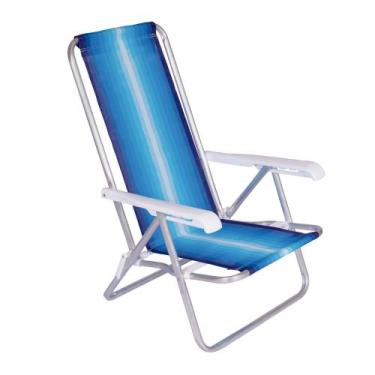 Imagem de Cadeira De Praia Reclinável 4 Posições Listrada Alumínio - Mor 2232