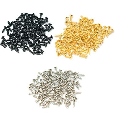 Imagem de Parafusos de proteção para guitarra elétrica de 3 mm, parafusos de montagem de placa de arranhão para substituição de contrabaixo de guitarra Fender Strat Tele SG LP (cor mista, pacote com 150)