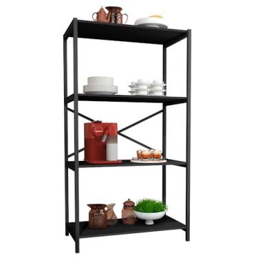 Imagem de Estante Armário Steel 90cm Estilo Industrial com Pés em Aço Preto/preto