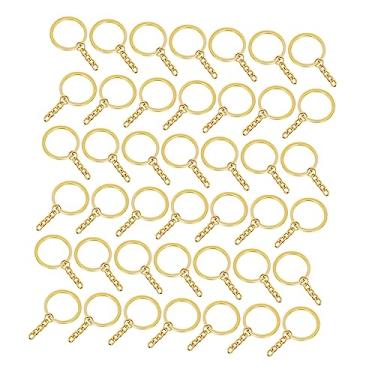 Imagem de Tofficu 50 Unidades acessórios para mochila chaveiro anéis de projeto de artesanato DIY porta-chaves metálico argolas anel chave círculo anéis de pingente DIY dourado anel de conexão Metal