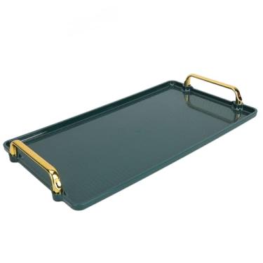 Imagem de Bandeja Retangular de Plástico para Servir, Bandeja de Mesa de Centro Com Alça Dupla, Bandeja Multifuncional Ergonômica para Exibição de Produtos de Beleza, para Presentes, (Verde)