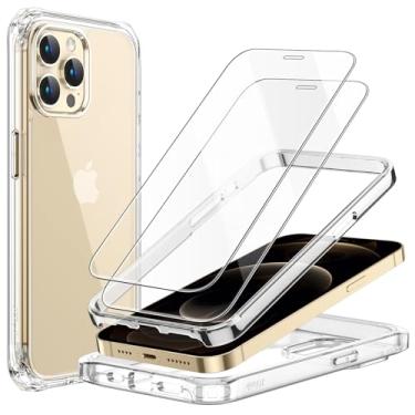 Imagem de JETech Capa para iPhone 12 Pro Max 6,7 Polegadas, com 2 Películas Protetor de Tela de Vidro Temperado, 360 Case Capinha com Cobertura Total do Corpo Protetora Traseira Clara de Telefone (Claro)