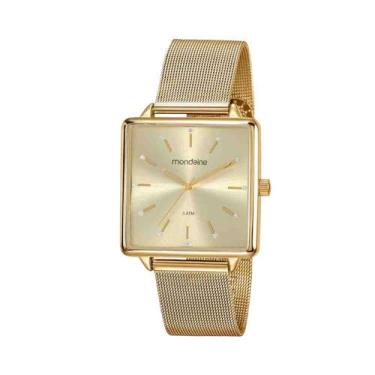 Imagem de Relogio Mondaine Feminino Ref: 99487lpmvde1 Retangular Dourado