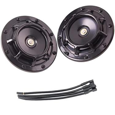 Imagem de Buzina de carro elétrico, kit de buzina dupla de metal de tom alto/baixo de 12 V super alto com grade protetora, 2 buzinas 003399801 montagem de churrasqueira elétrica (preto)