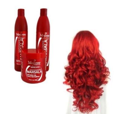 Imagem de Kit Marsala Matizador Para Cabelos Vermelhos Shampoo Condicionador Mas
