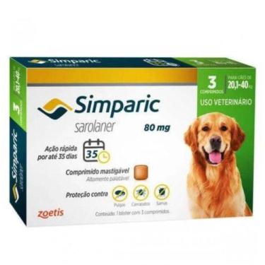 Imagem de Simparic Cães 20 A 40 Kg 80 Mg Caixa 3 Comprimidos - Zoetis
