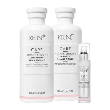 Imagem de Kit Keune Care 2x Keratin Smooth Shampoo 300ml, Smooth Serum 25ml