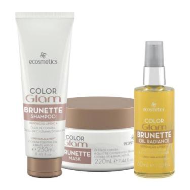 Imagem de Kit Ecosmetics Color Glam Brunette Shampoo 250ml, Máscara 220ml, Oil R