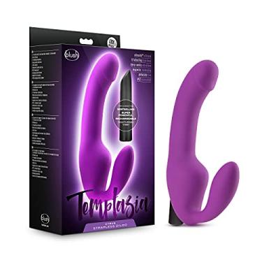 Imagem de Blush Novelties Temptasia Cyrus Dildo de silicone vibratório sem alças – 10 funções poderosas – à prova d'água – vibrador de estimulação dupla – Brinquedos sexuais adultos para mulheres, lésbicas,