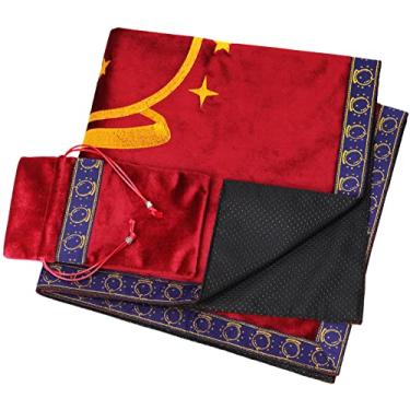Imagem de DOARLUO Toalha de mesa com estampa de bola de cristal bordado de tarô altar tarô cartas de adivinhação de tarô com bolsa de tarô (vermelho)