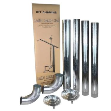 Imagem de Kit Chaminé Em Aço Galvanizado Com 4 Canos 110mm Para Casa Fogão a Lenha Lareira - N° 1 AMZ