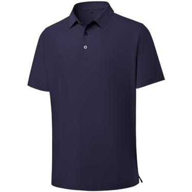 Imagem de DEOLAX Camisa polo masculina impecável desempenho absorção de umidade camisa polo casual sensação legal para homens, Hs0001-azul marinho, G