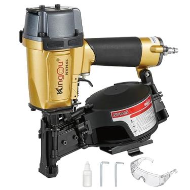 Imagem de Kingou NVH45 Pistola de prego de telhado para construções de telhados aceita pregos de 15 graus com conector de ar NPT de 120 peças, capacidade de carga, 120 peças