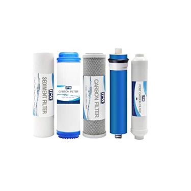 Imagem de IPW Industries Inc Conjunto completo de filtros de substituição de osmose reversa 75 GPD para sistema de substituição de filtro de água sob a pia RO de 5 estágios