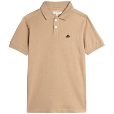 Imagem de AEROPOSTALE Camisa polo para meninos - Camisa polo piqué de manga curta de ajuste clássico - Camisa de golfe elástica confortável para meninos (8-16), Creme, 5-6