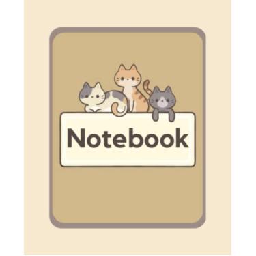 Imagem de Caderno: Caderno de gato, cor marrom e creme, estilo fofo e aconchegante. 150 páginas pautadas, 18,4 x 24 cm
