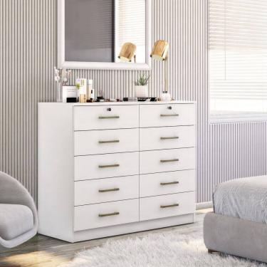 Imagem de Cômoda Londres com 10 Gavetas e 2 Chave 2338 Branco