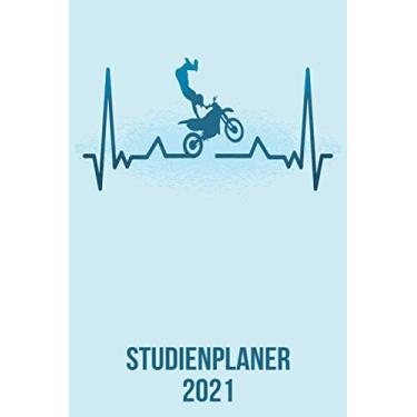 Imagem de Studienplaner 2021: DIN A5 Kalender von 01/2021 - 12/2021 1 Tag = 1 Seite mit großem Tageskalender und großartiger Übersicht. Monatsübersicht, ... / Motorrad Motokross heartbeat herzschlag